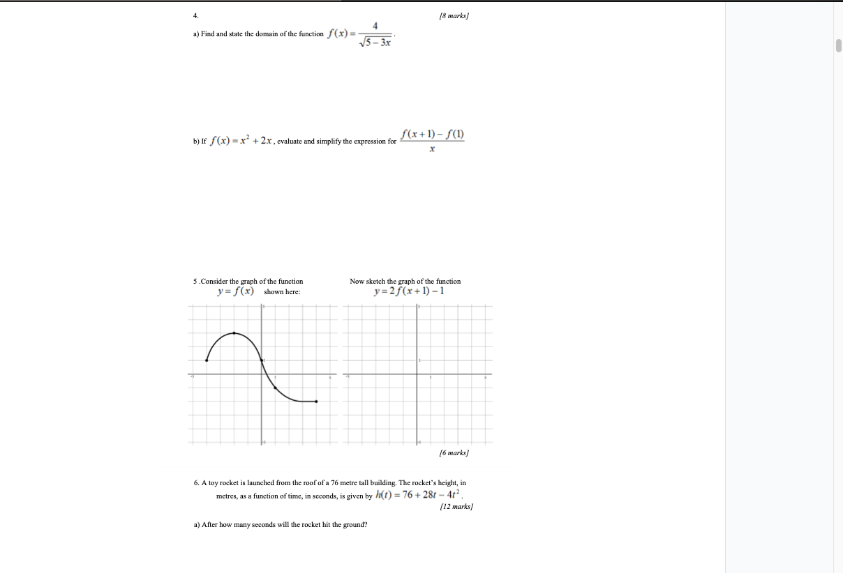 [& marks] a) Find and state the domain of the