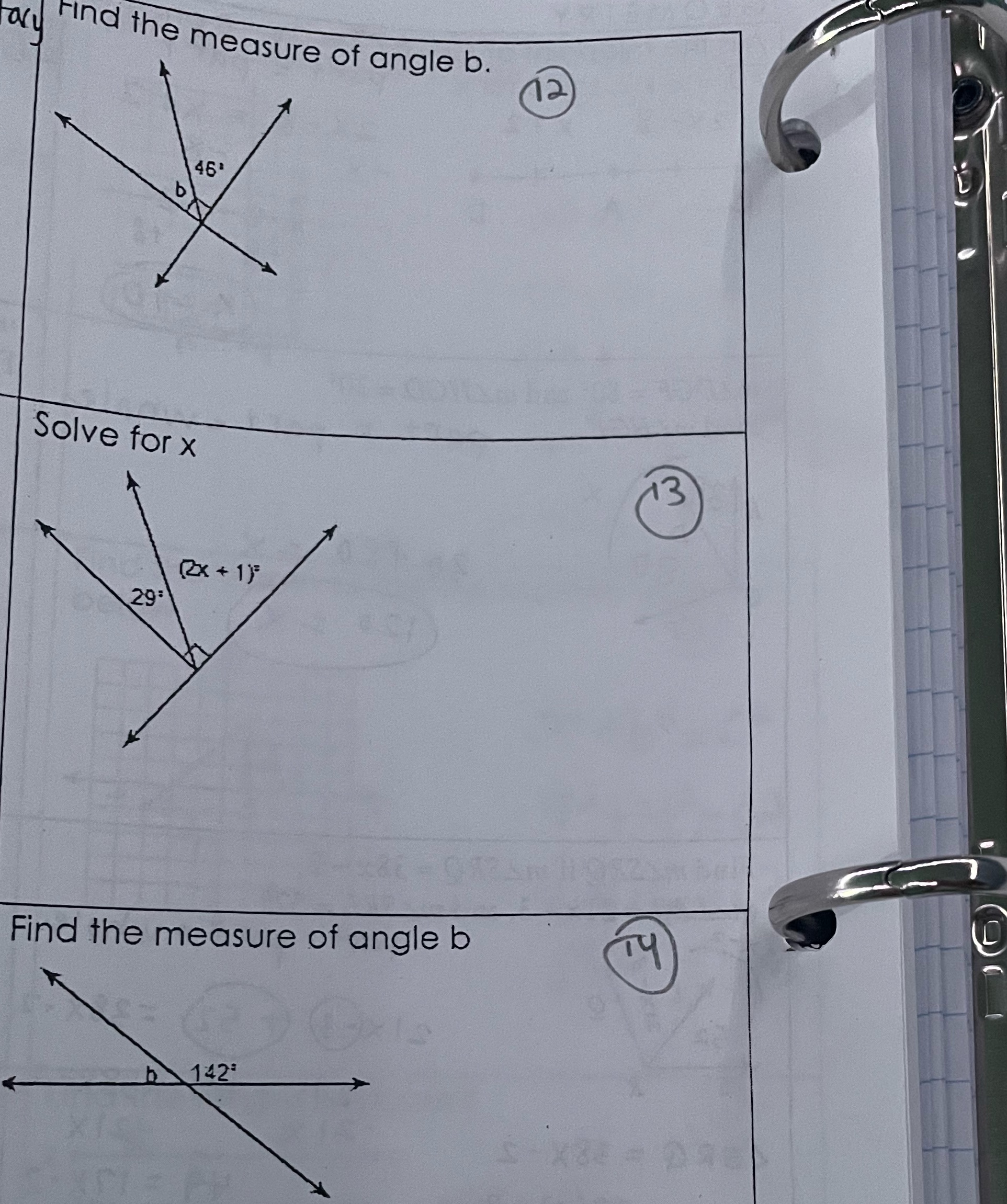 and Find the measure of angle b. 46' Solve