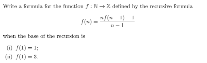 Discrete Math Write a formula for the function f