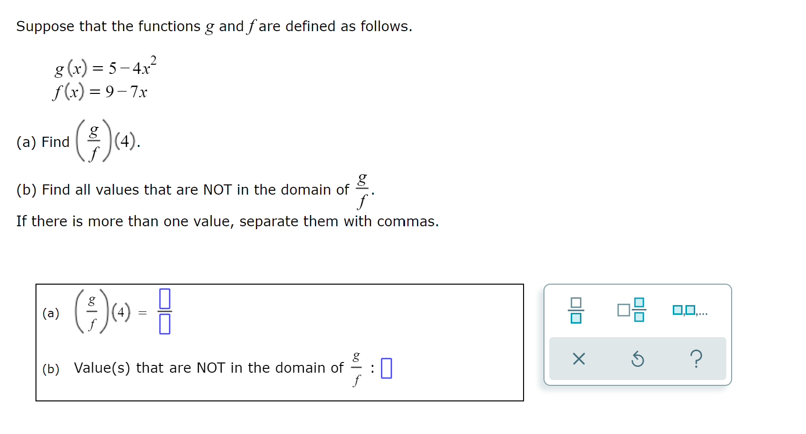 Suppose that the functions g and h are defined
