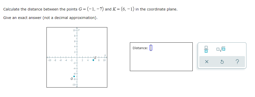 question 1 Calculate the distance between the