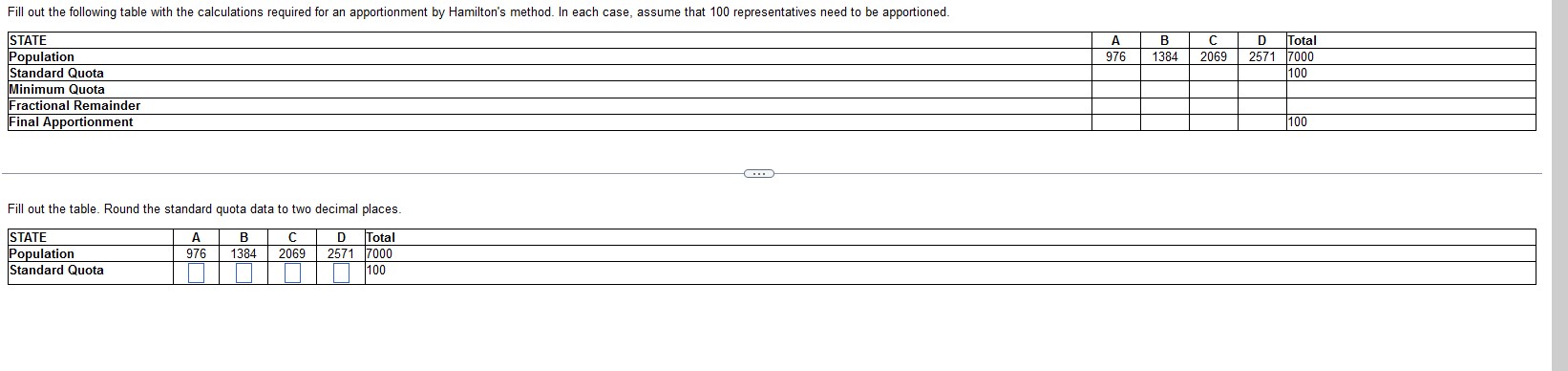 Fill out the following table with the
