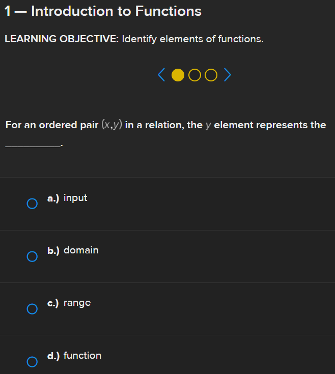 1 Introduction to Functions LEARNING OBJECTIVE: