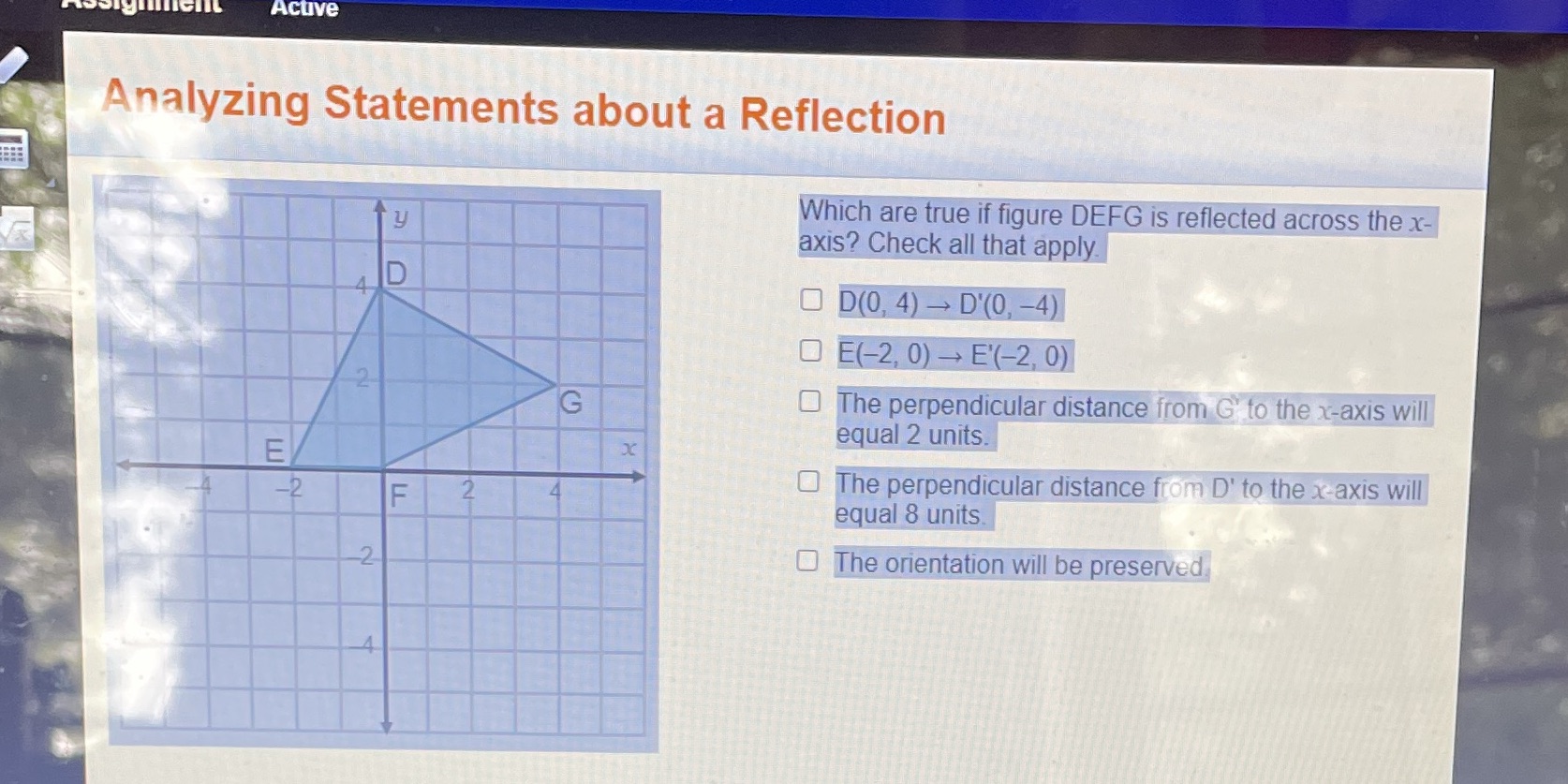 Active Analyzing Statements about a Reflection y