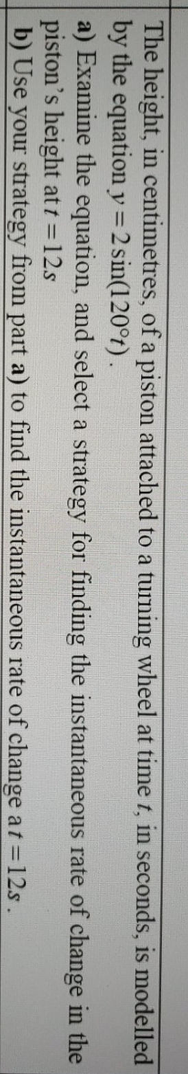 sin question The height, in centimetres, of a