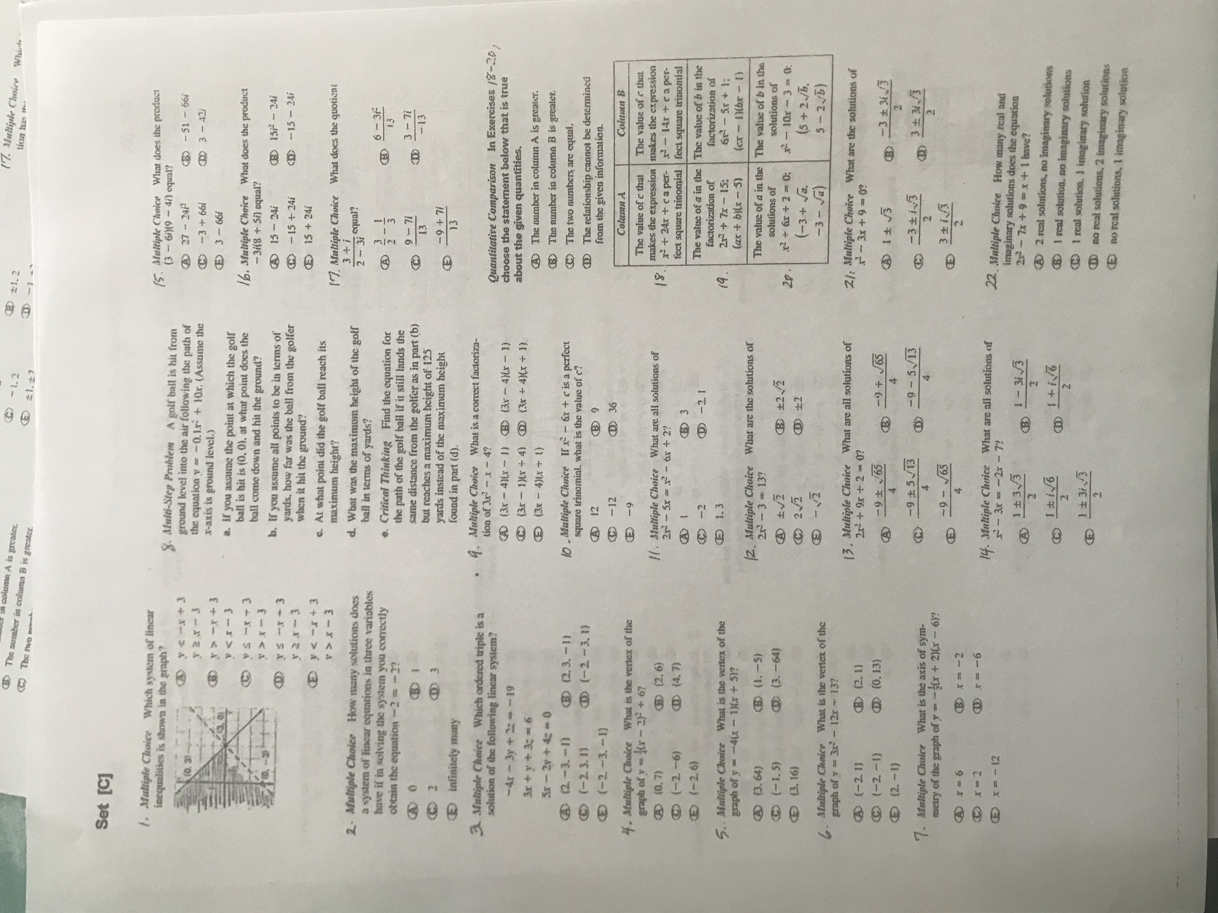ma A is greater. B +1. 2 17. Multiple Choice