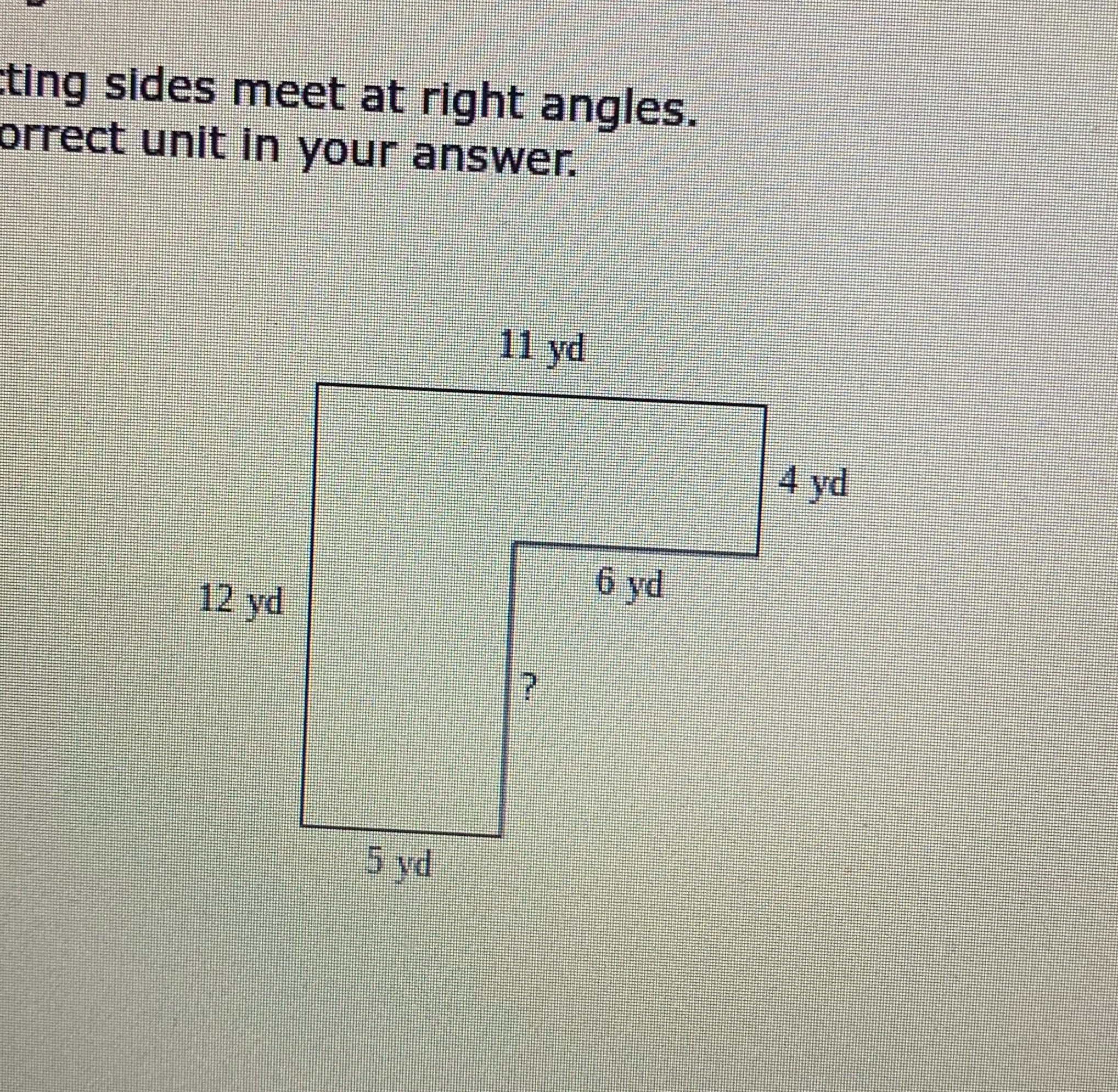 ting sides meet at right angles. prrect unit in