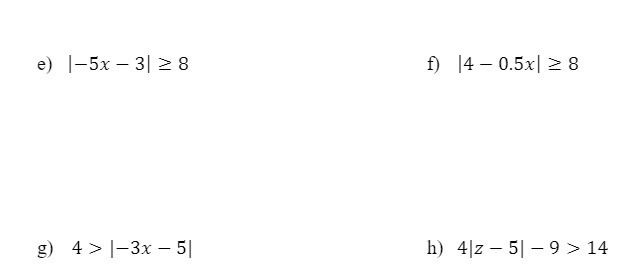 e) -5x - 3 28 f) 4 - 0.5x 28 g) 4 style=