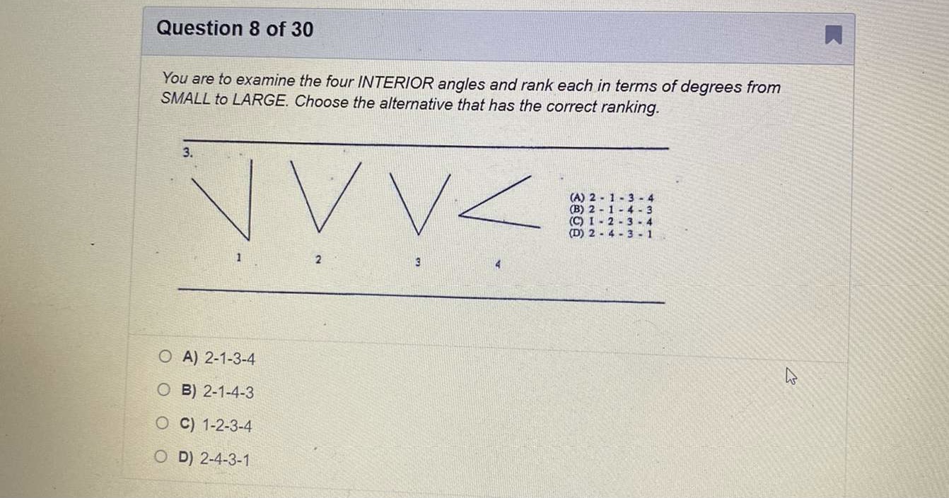 Multiple choice Question 8 of 30 You are to