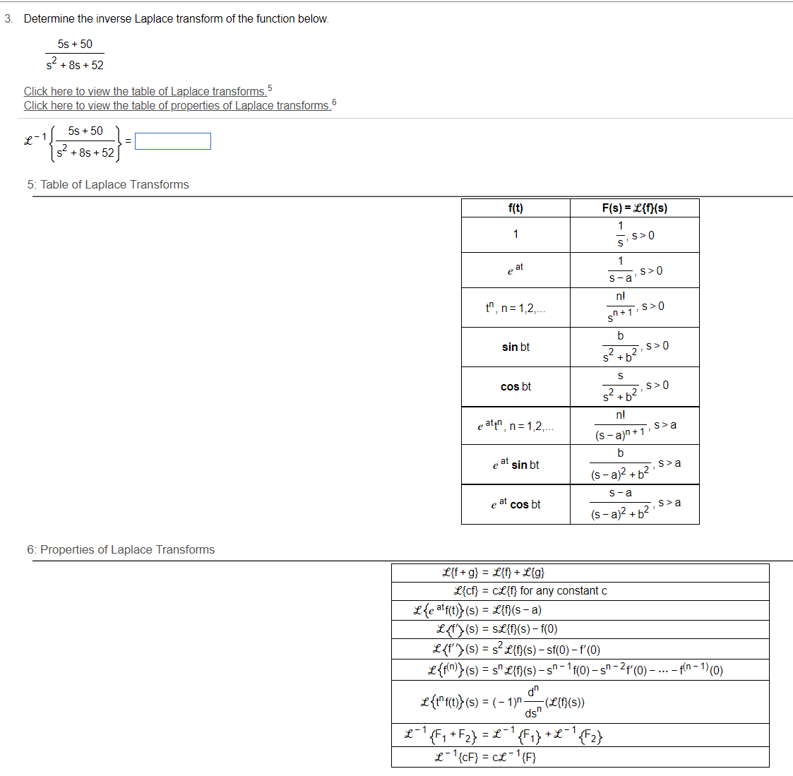 2. Determine the inverse Laplace transform of the