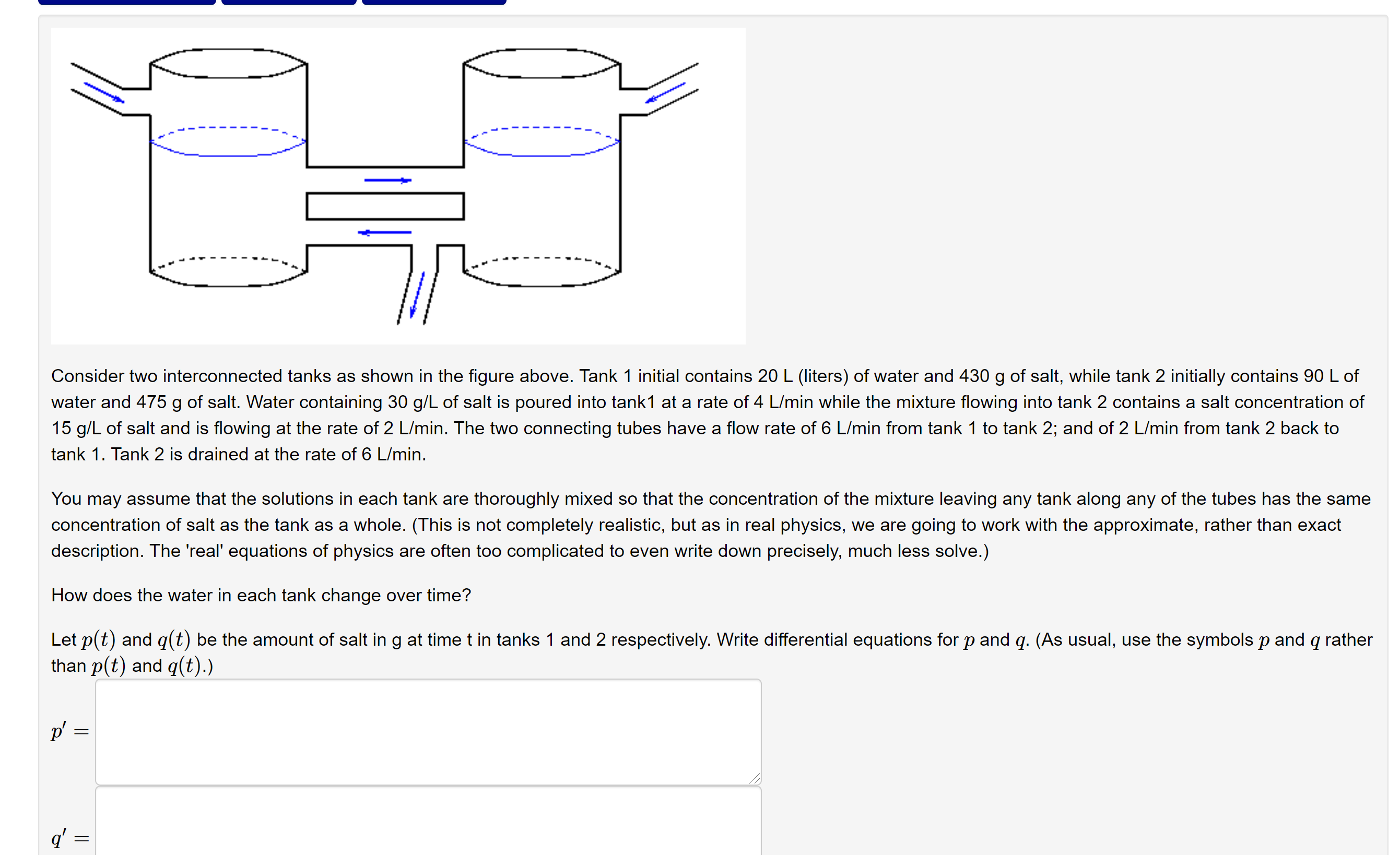 The initial values are p(0)=430 q(0)=475 Consider