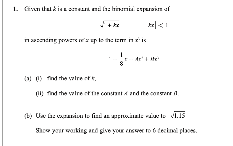 do solve the following 1. Given that k is a