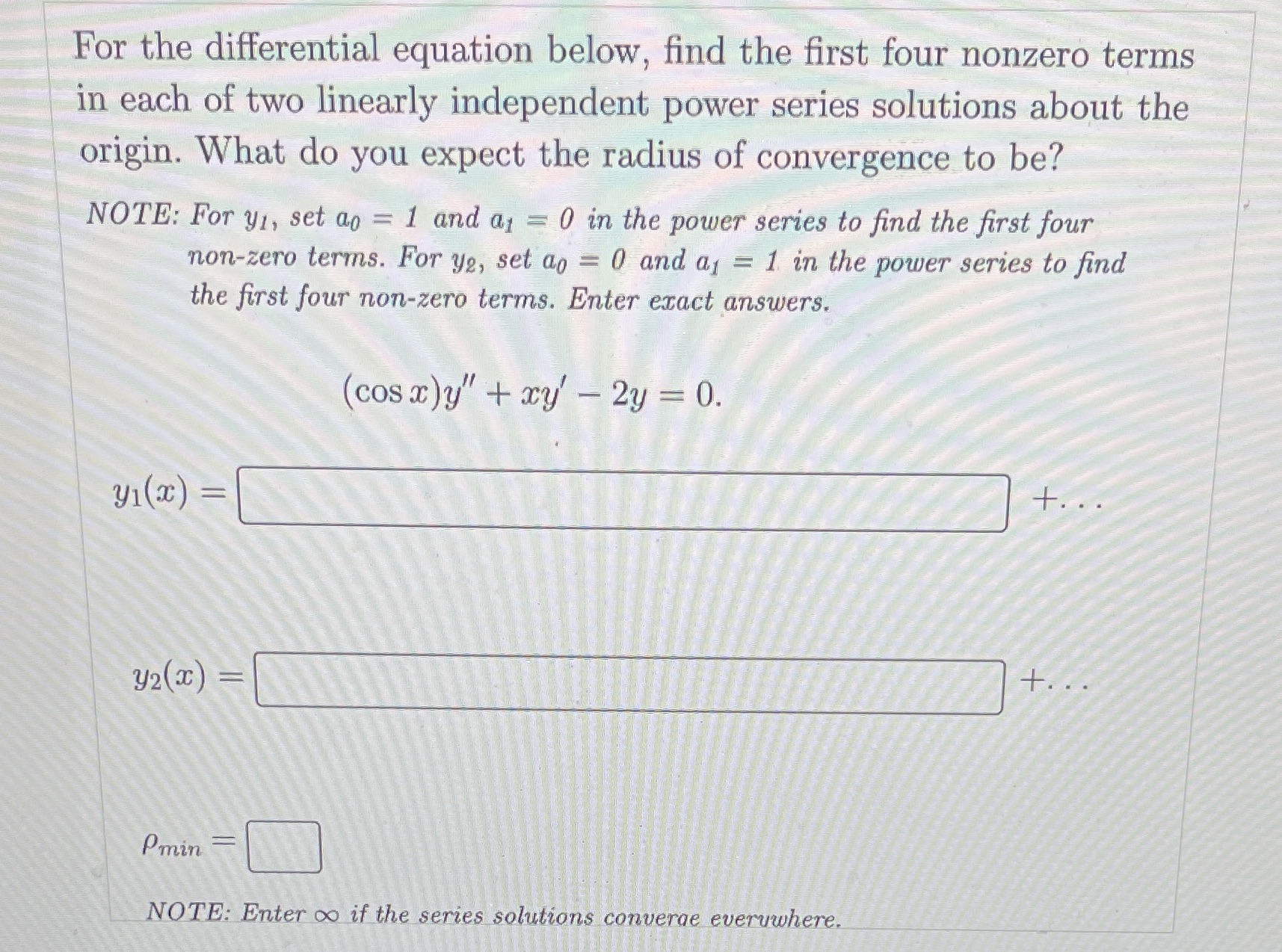 Please be clear For the differential equation