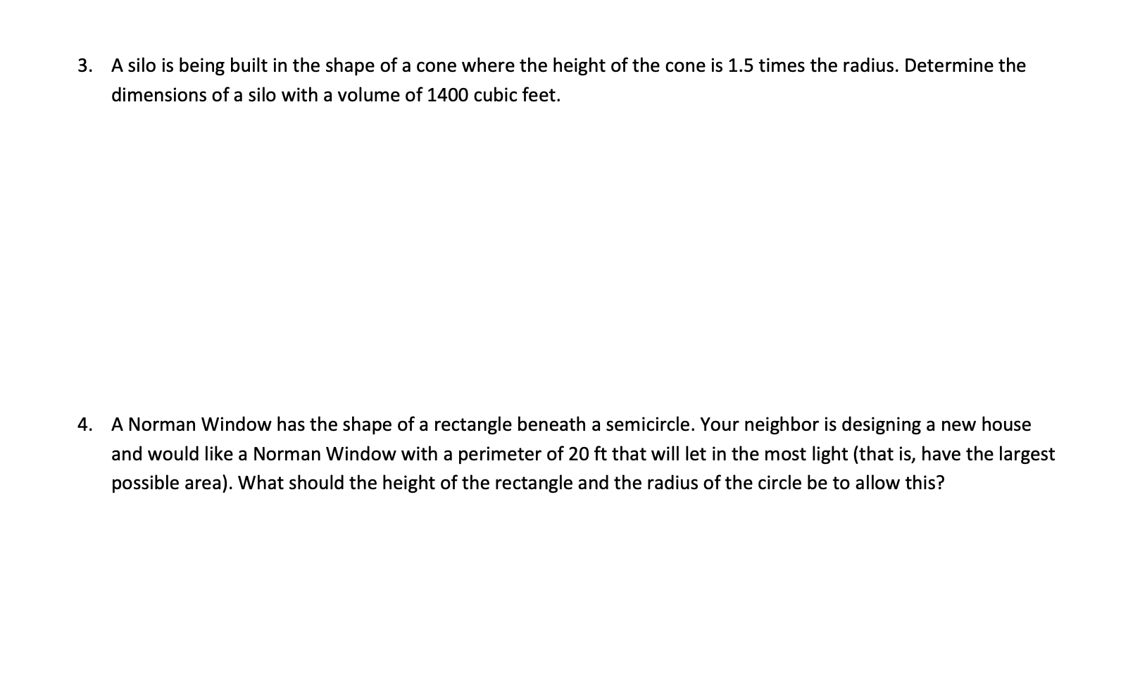 3. A silo is being built in the shape of a cone