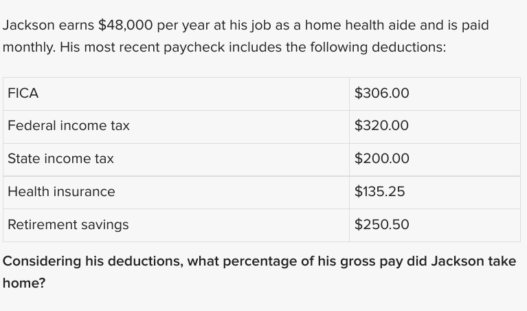 Jackson earns $48,000 per year at his job as a
