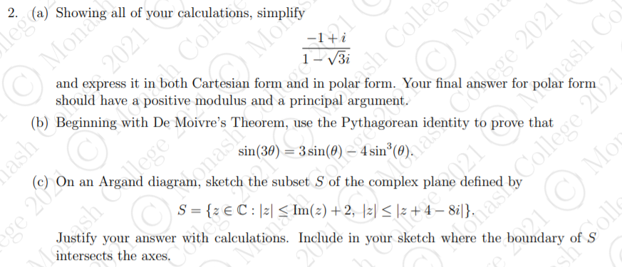 2. (a) Showing all of your calculations, simplify