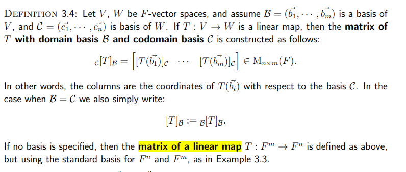 DEFINITION 3.4: Let V, W be F-vector spaces, and