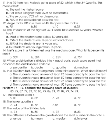 1 1. In a 70-item test, Melody got a score of 50,