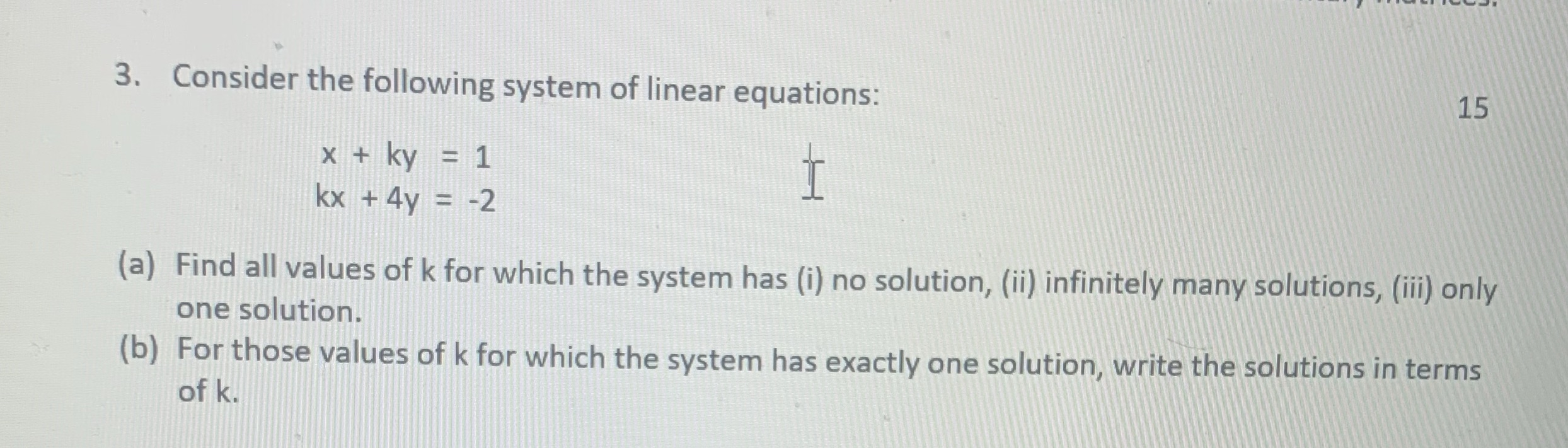3. Consider the following system of linear