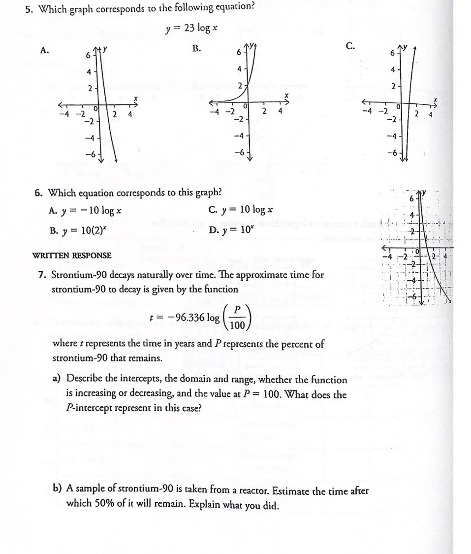 5. Which graph corresponds to the following