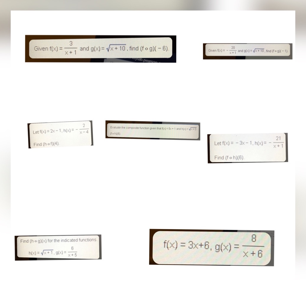3 Given f(x) = = x + 1 and g(x) = vx + 10 . find