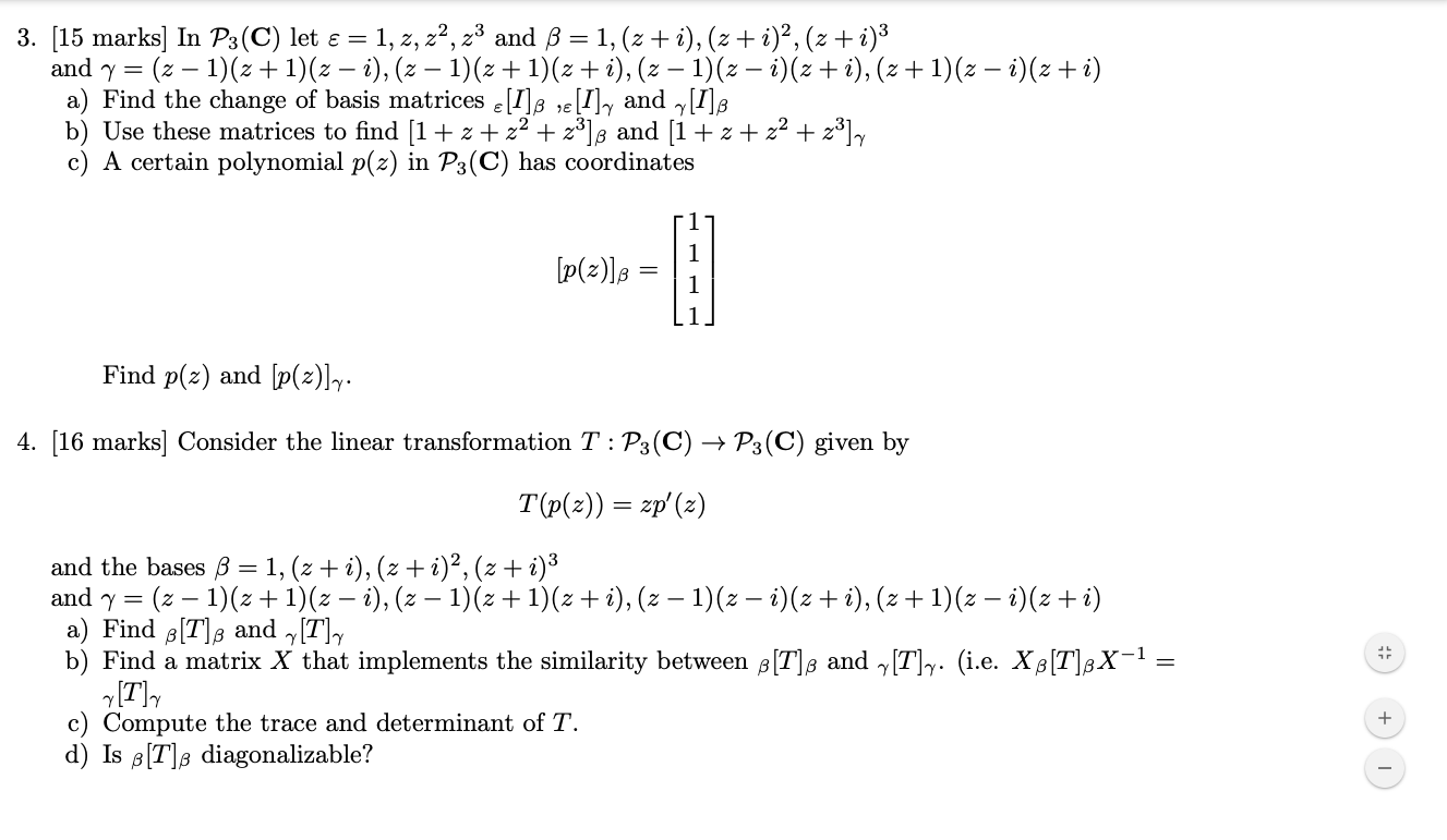 Question 3 and 4 3. [15 marks] In P3 (C) let & =