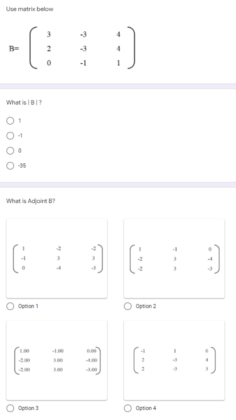 ADVANCED MATHEMATICS Use matrix below B= N O What