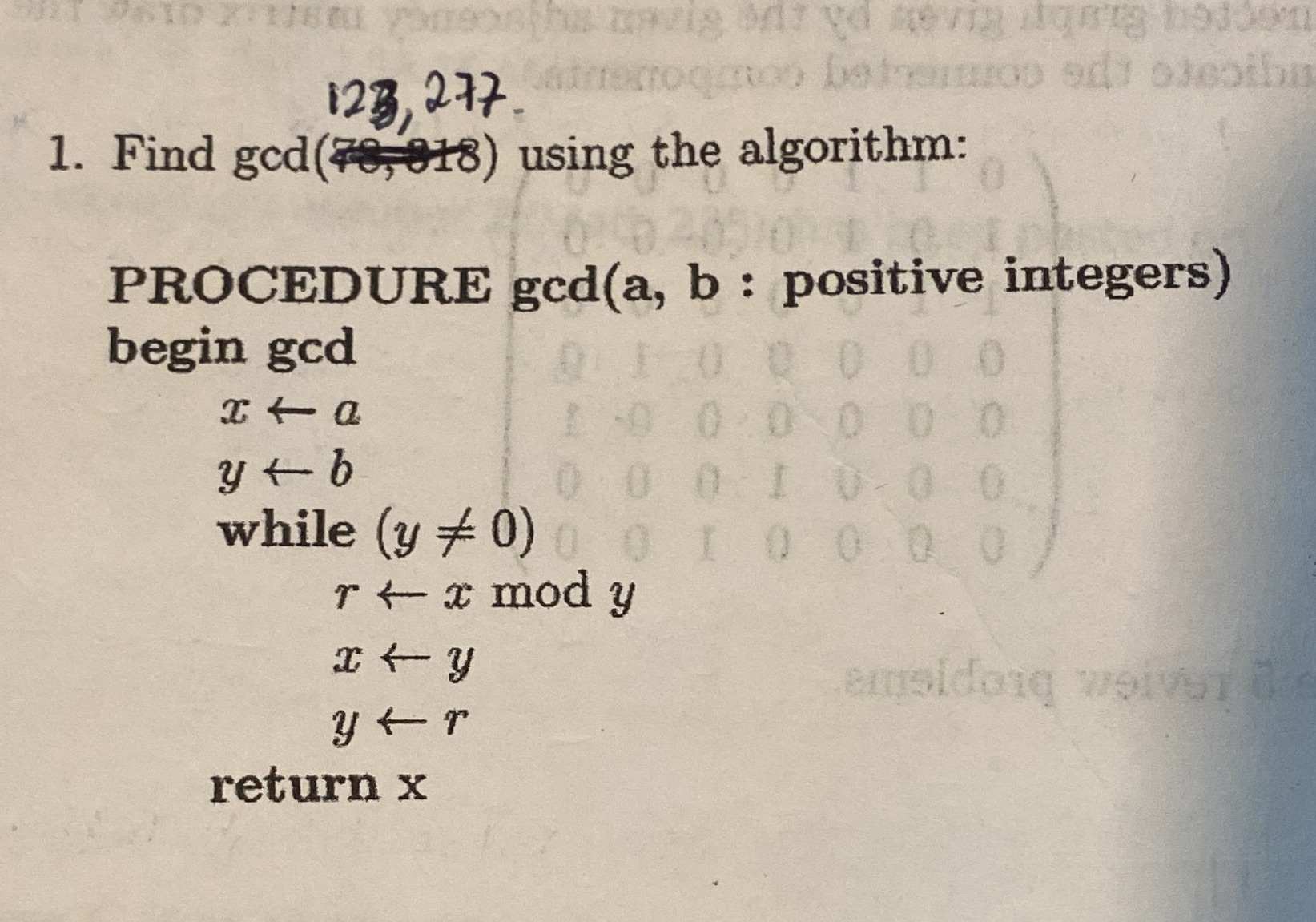 1. Find god(70,818) using the algorithm: