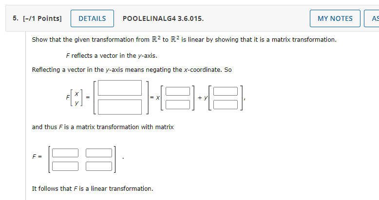 5. [-/1 Points] DETAILS POOLELINALG4 3.6.015. MY