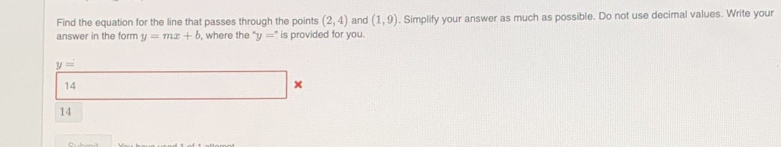 Find the equation for the line that passes