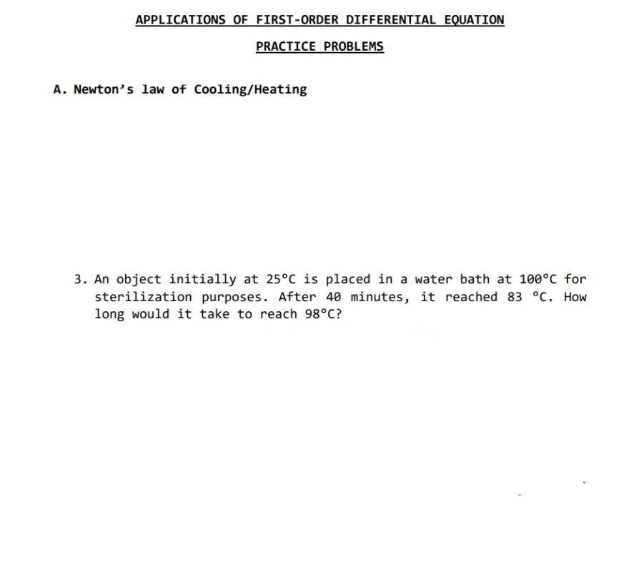 APPLICATIONS OF FIRST-ORDER DIFFERENTIAL EQUATION