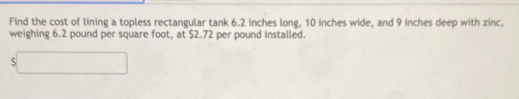 Find the cost of lining a topless rectangular