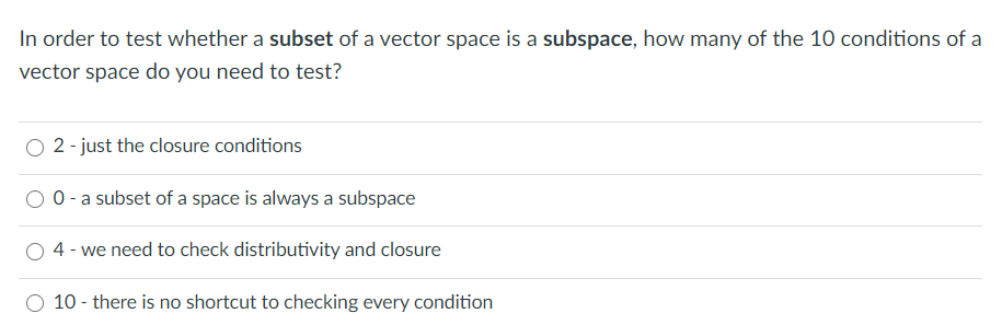 In order to test whether a subset of a vector