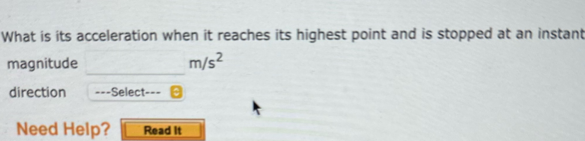 What is its acceleration when it reaches its