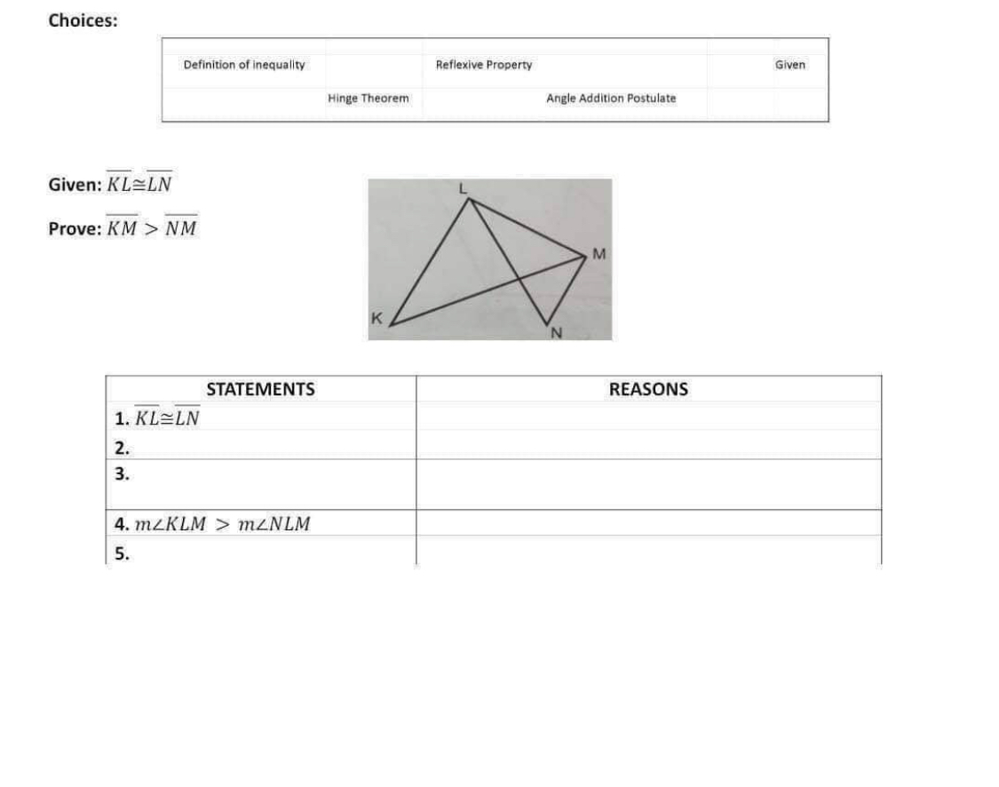 Choices: Definition of inequality Reflexive