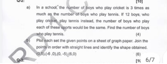 answer me quickly [10] a) In a school, the number