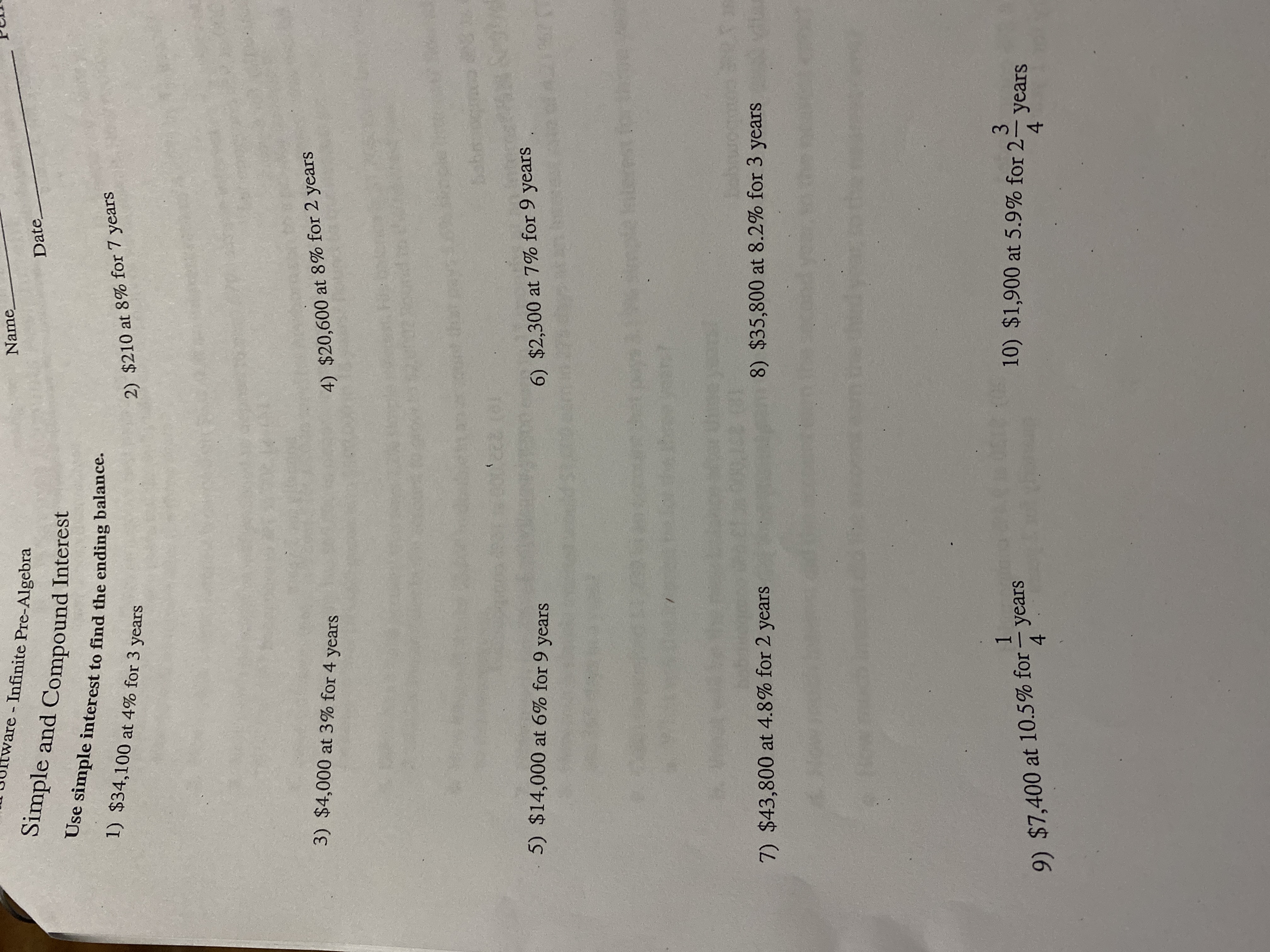 itware - Infinite Pre-Algebra Name_ Simple and