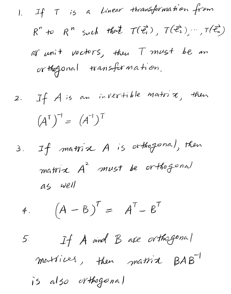1. If T is a Linear thransformation from R" to R"
