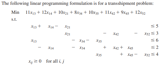 The following linear programming formulation is