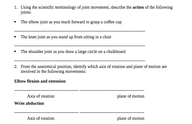 1. Using the scientific terminology of joint
