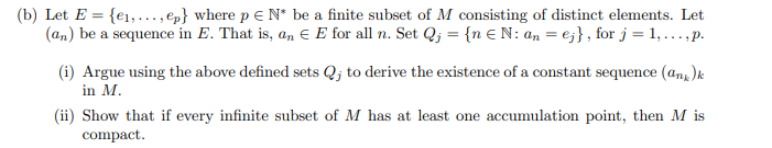 (b) Let E = {el, ..., ep] where pe N* be a finite