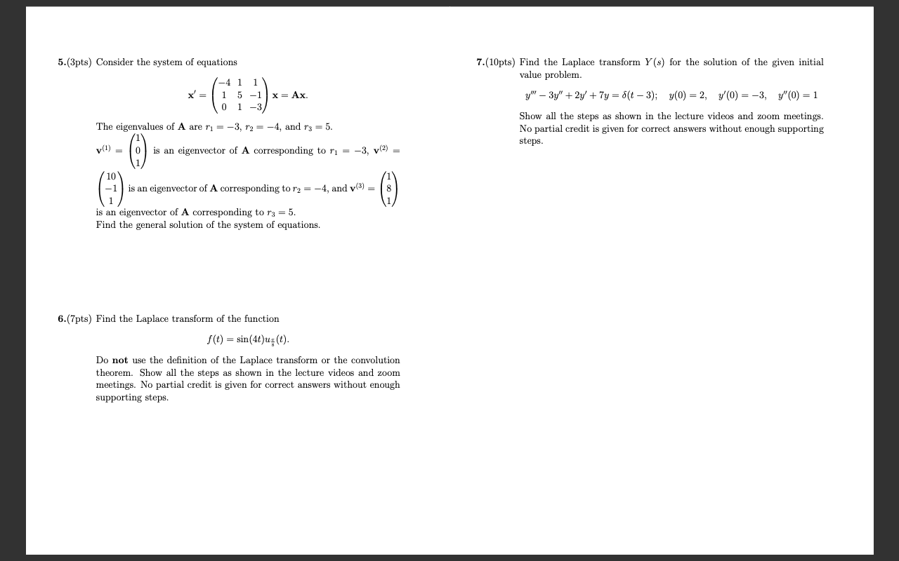 need help for practice exam 5.(3pts) Consider the