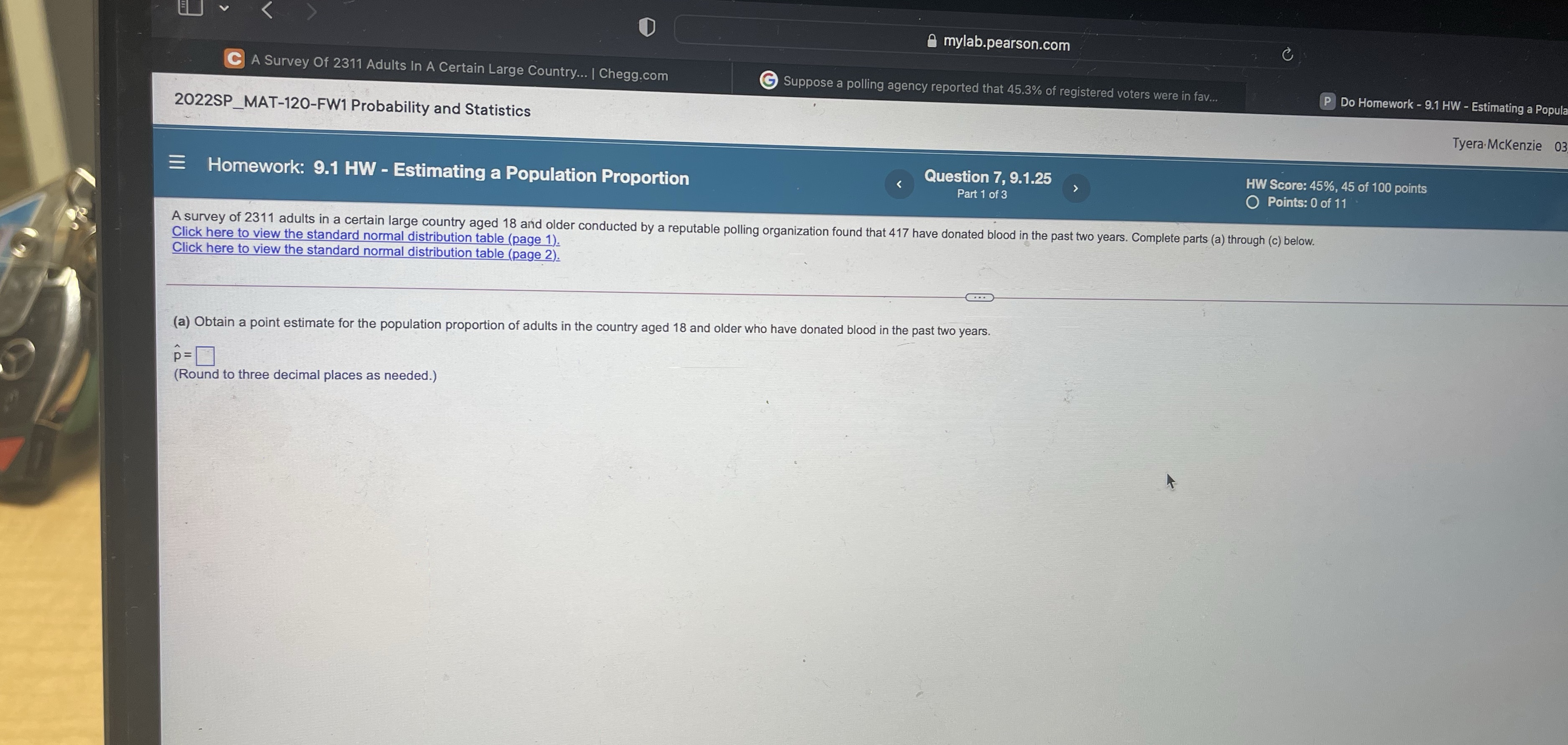 EL mylab.pearson.com C A Survey Of 2311 Adults In