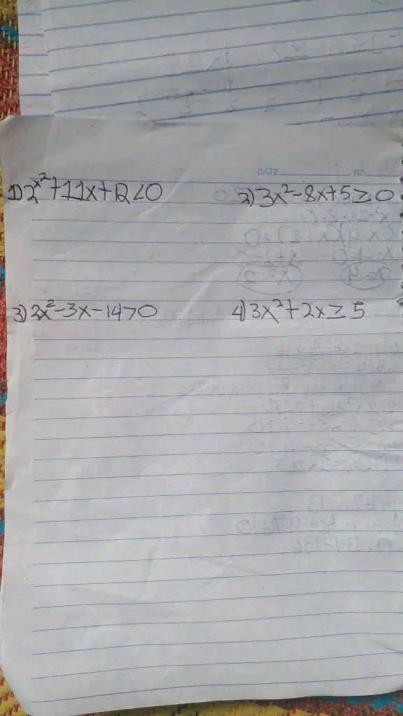 Quadratic Inequality Find the solution set of the