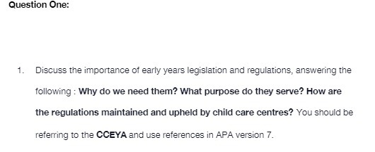 Question One: 1. Discuss the importance of early