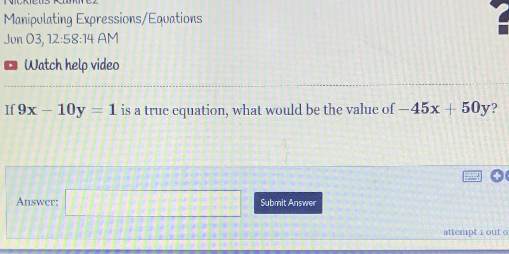 Manipulating Expressions/Equations Jun 03,