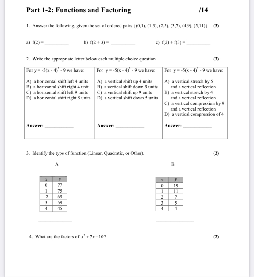 please show explanation for each Part 1-2: