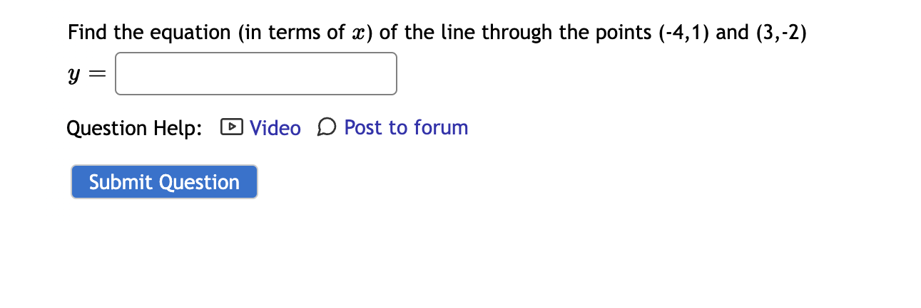 Find the equation (in terms of *) of the line