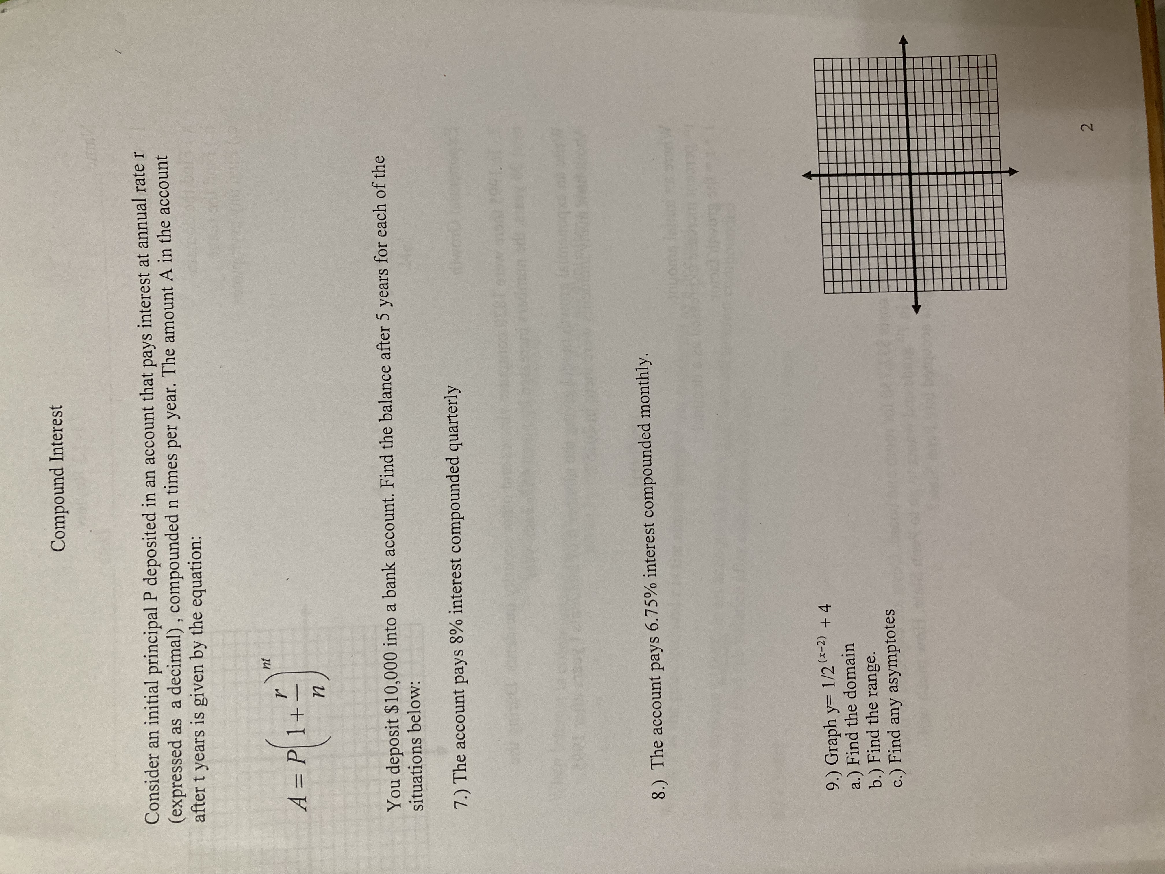 1. Graph y= 2*-1 -3 a.) Find the domain b.) Find
