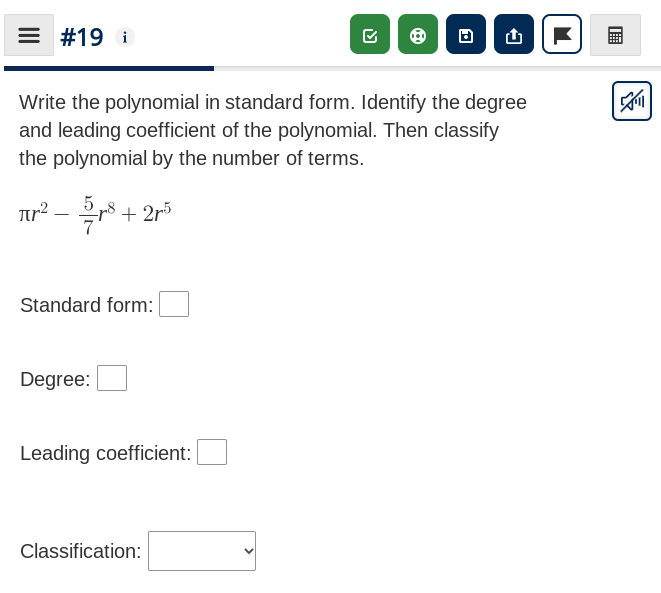 E #15 i Write the polynomial in standard form.